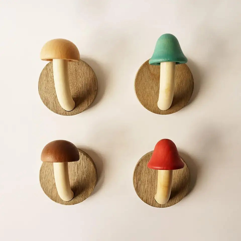 Elara Haus Artisanal Timber Mushroom Wall Hook Set 0