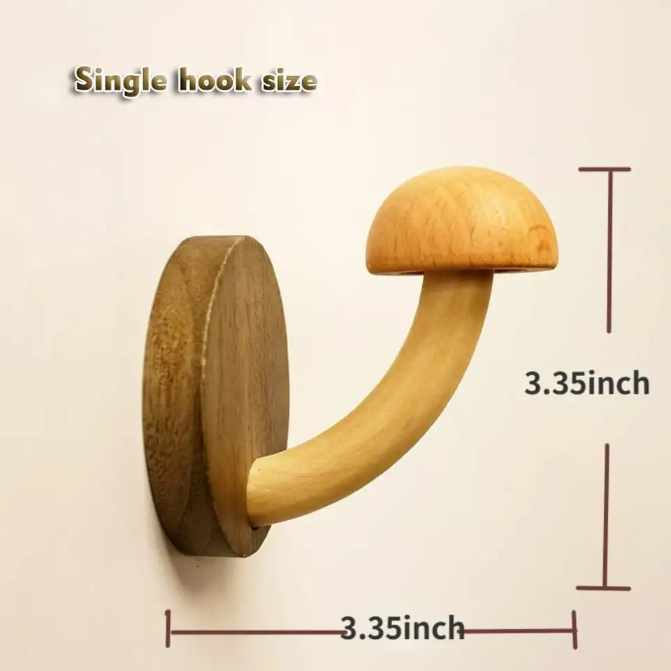 Elara Haus Artisanal Timber Mushroom Wall Hook Set 2