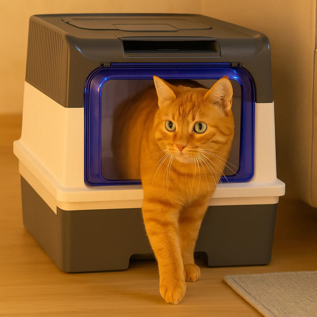 Enclosed Cat Litter Box – Hooded Litter Tray with Scoop 1