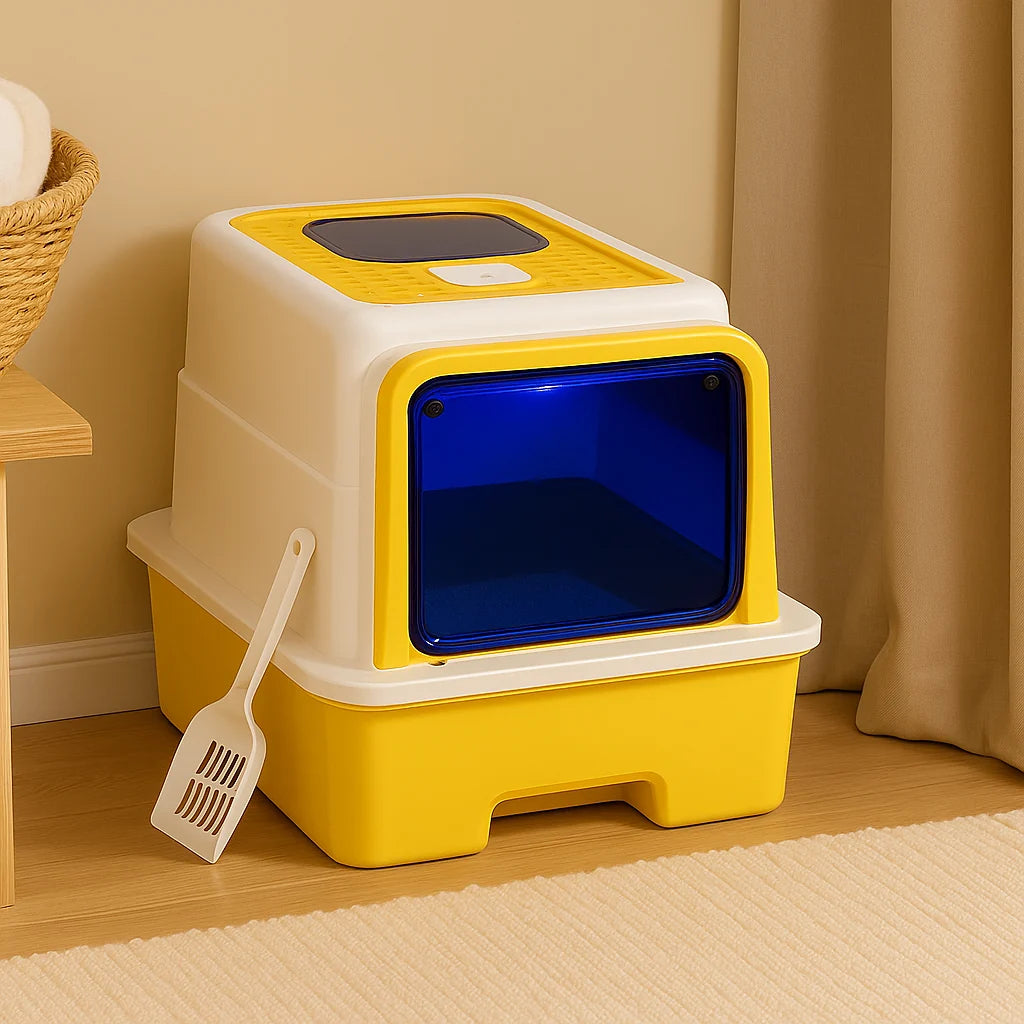 Enclosed Cat Litter Box – Hooded Litter Tray with Scoop 4