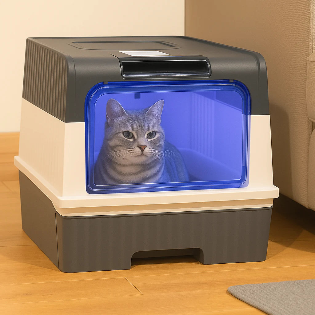 Enclosed Cat Litter Box – Hooded Litter Tray with Scoop 5