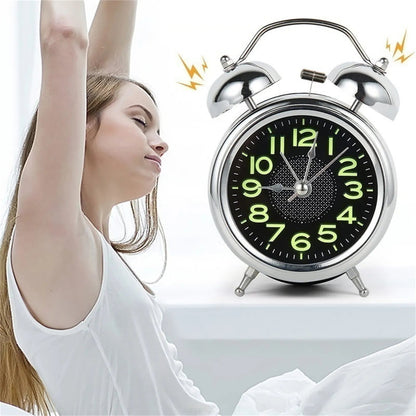 Extra Loud Retro Twin Bell Alarm Clock for Heavy Sleepers with Silent Quartz Movement and Night Light – Metal Case 3