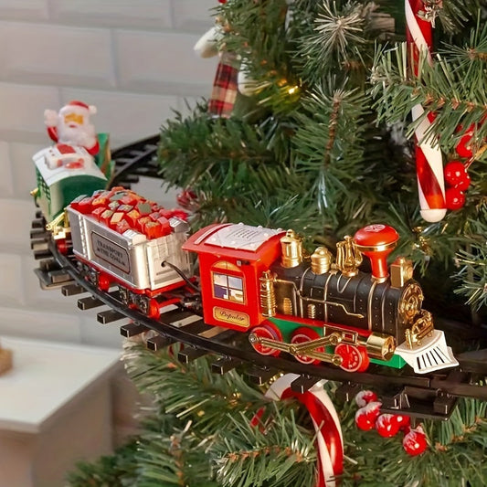 Festive Electric Train Set with Music & Realistic Sounds – Battery Powered Holiday Toy 0