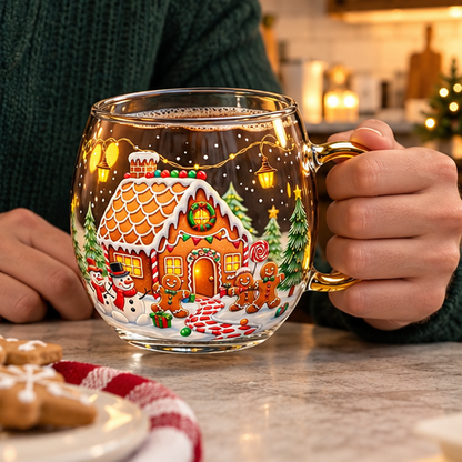 Royeva Hand Painted Glass Coffee Mug With Handle For Hot Drinks