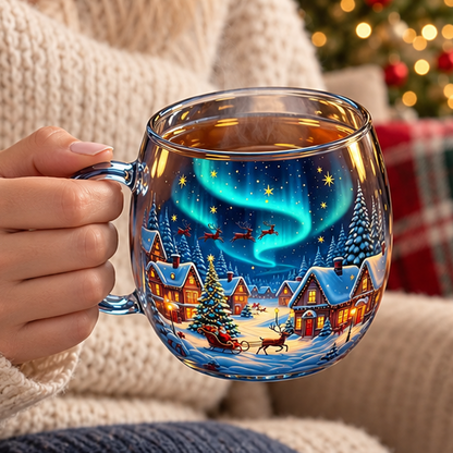 Royeva Hand Painted Glass Coffee Mug With Handle For Hot Drinks
