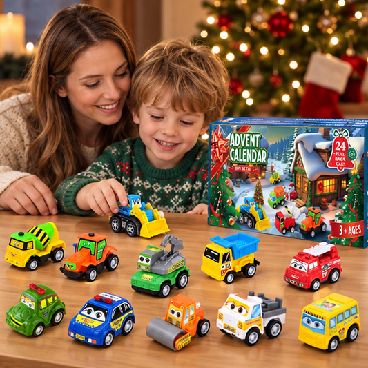 Royeva 2026 Car Advent Calendar 24 Days Pull Back Toy Vehicles Christmas Countdown