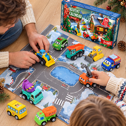 Royeva 2026 Car Advent Calendar 24 Days Pull Back Toy Vehicles Christmas Countdown