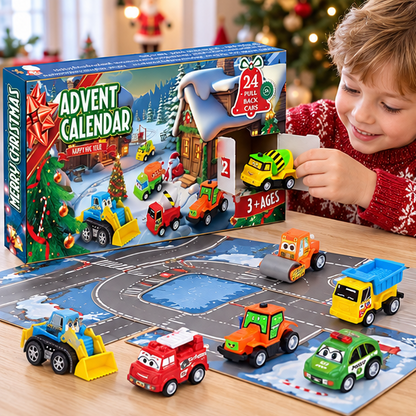 Royeva 2026 Car Advent Calendar 24 Days Pull Back Toy Vehicles Christmas Countdown