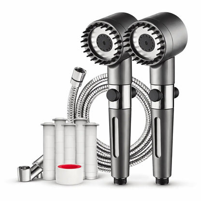 Filtered Shower Head Bundle | High Pressure | Handheld | 6 Replacement Filters | Stainless Steel Hose 1