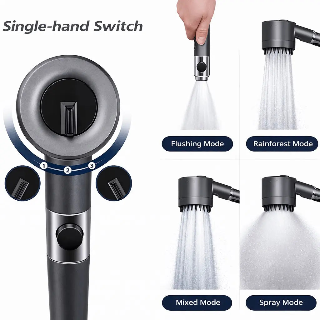 Filtered Shower Head Bundle | High Pressure | Handheld | 6 Replacement Filters | Stainless Steel Hose 2