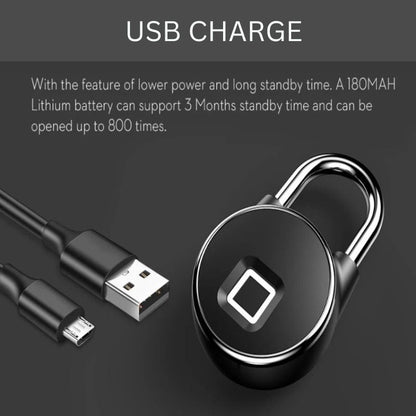 Fingerprint Padlock | Biometric & Bluetooth | IP65 | USB Rechargeable | 10 Fingerprints | 3-Month Battery 2