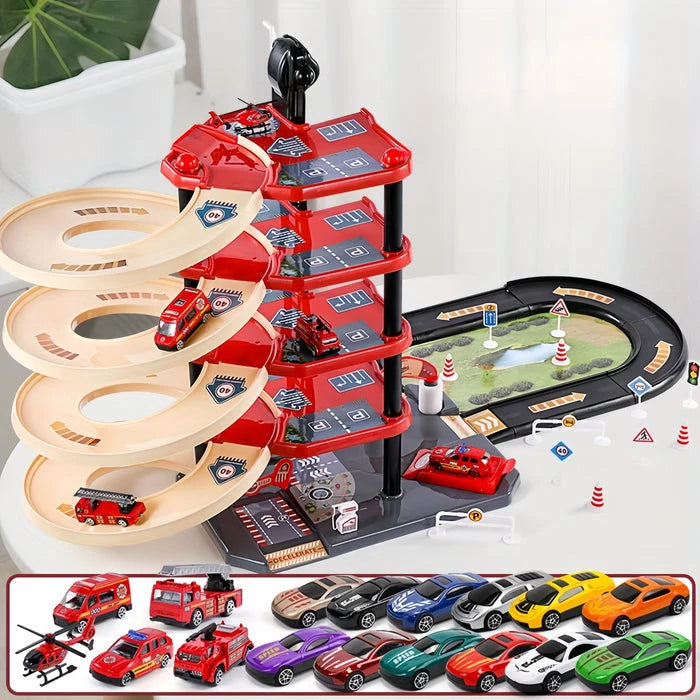 FirePark Multi-Level Fire Station Playset with Trucks and Accessories 5
