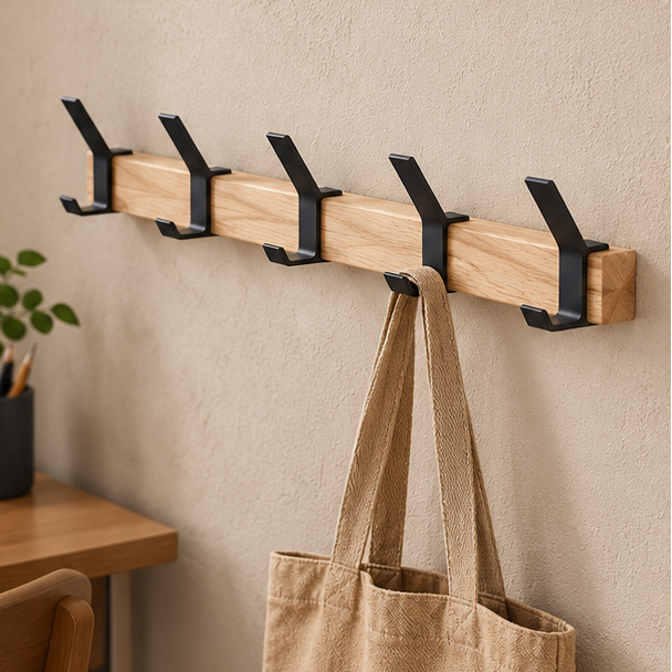 Royeva Wooden Wall Mount Coat Rack With Adjustable Double Hooks-Entryway Organizer
