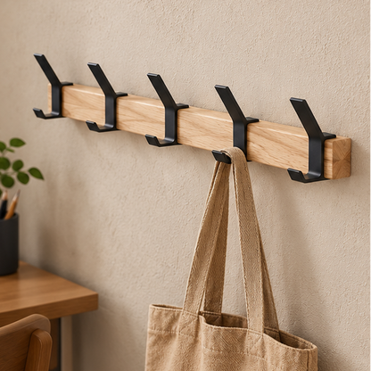Royeva Wooden Wall Mount Coat Rack With Adjustable Double Hooks-Entryway Organizer