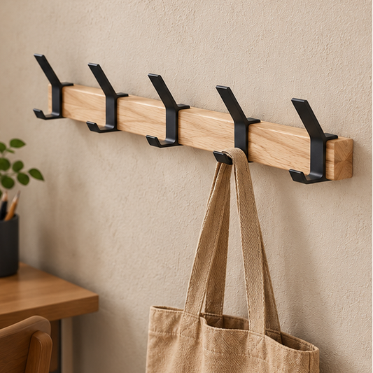 Royeva Wooden Wall Mount Coat Rack With Adjustable Double Hooks-Entryway Organizer
