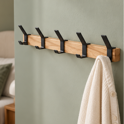 Royeva Wooden Wall Mount Coat Rack With Adjustable Double Hooks-Entryway Organizer