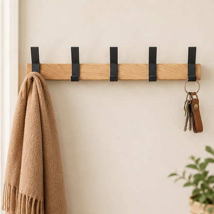 Royeva Wooden Wall Mount Coat Rack With Adjustable Double Hooks-Entryway Organizer