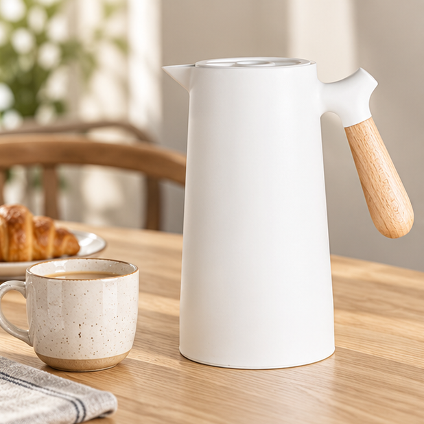 Royelle 1L Insulated Thermal Coffee Carafe With Wood Handle