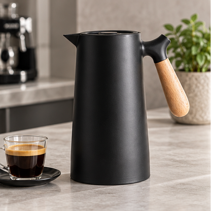 Royelle 1L Insulated Thermal Coffee Carafe With Wood Handle