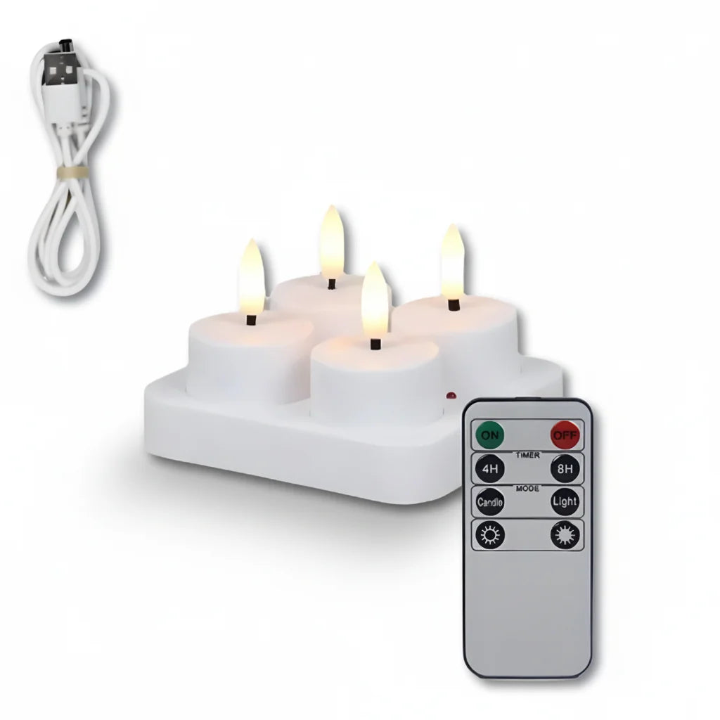 Flameless LED Candles Set USB Rechargeable Remote Timer Home Decor 1