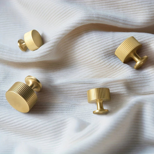 Fluvia - Ribbed Brass Cabinet Knobs, Set of 4 0