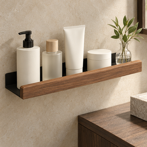 Royelle Adhesive Bathroom Wall Shelf-Slim Shower Ledge Storage Organizer