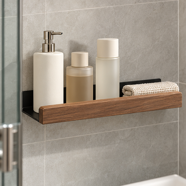 Royelle Adhesive Bathroom Wall Shelf-Slim Shower Ledge Storage Organizer