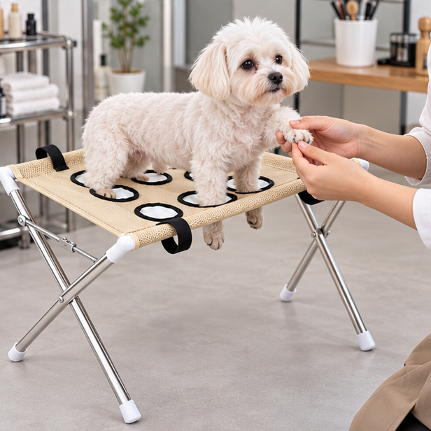Royeva Foldable Pet Grooming Hammock Stand with Breathable Mesh for Small Dogs and Cats