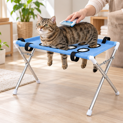 Royeva Foldable Pet Grooming Hammock Stand with Breathable Mesh for Small Dogs and Cats