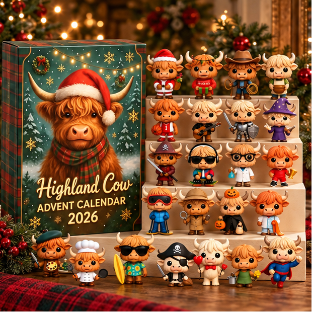 Royeva 2026 Scottish Highlander Advent Calendar 24 Days Christmas Collectible Figurines