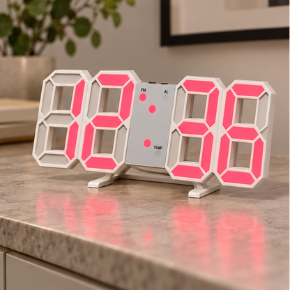 Royelle 3D LED Digital Wall Clock-Large Modern Display With Adjustable Brightness