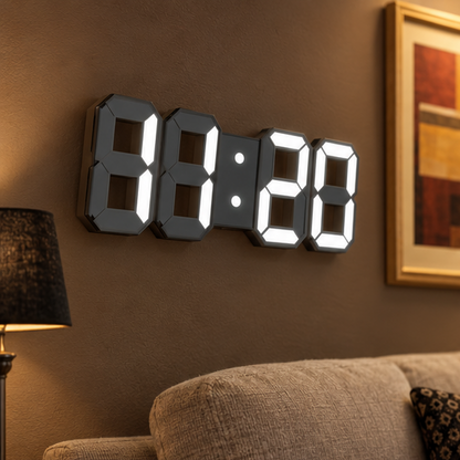 Royelle 3D LED Digital Wall Clock-Large Modern Display With Adjustable Brightness