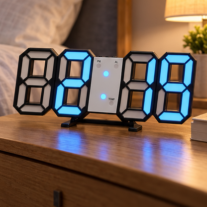 Royelle 3D LED Digital Wall Clock-Large Modern Display With Adjustable Brightness