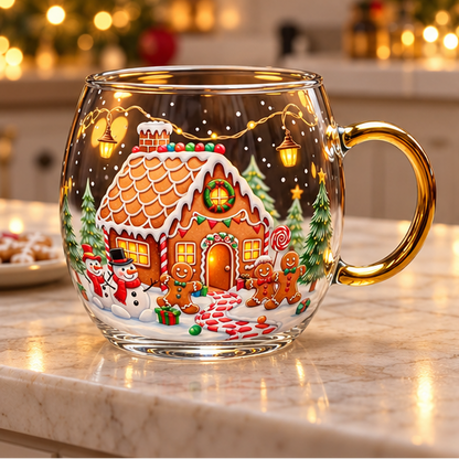 Royeva Hand Painted Glass Coffee Mug With Handle For Hot Drinks