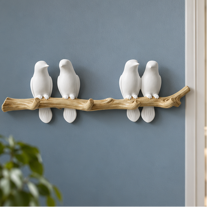 Royelle Decorative Bird Branch Wall Hook-Resin White Coat Hanger