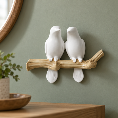 Royelle Decorative Bird Branch Wall Hook-Resin White Coat Hanger