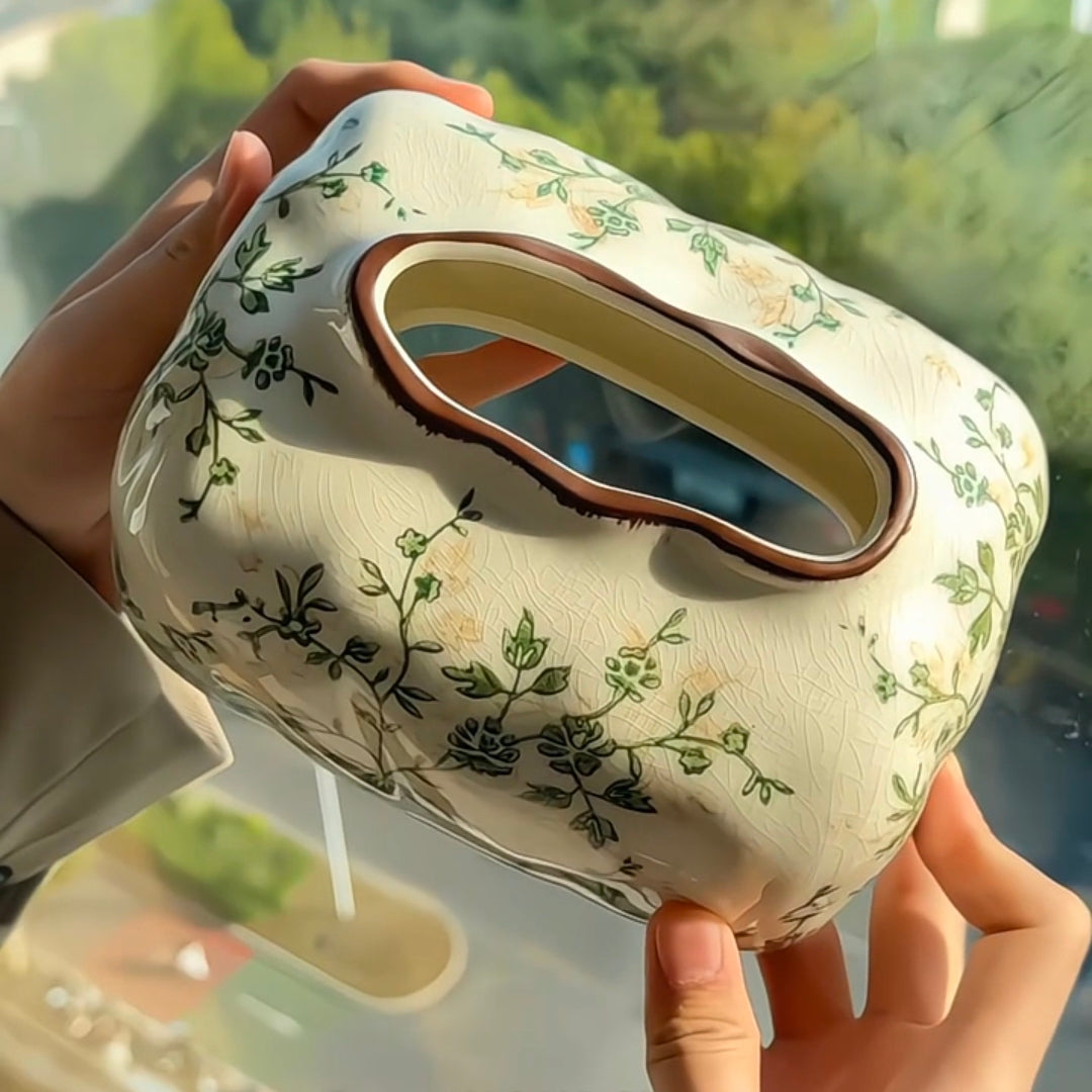 French Country Floral Tissue Box Cover | Vintage Crackle Glaze Decor 3