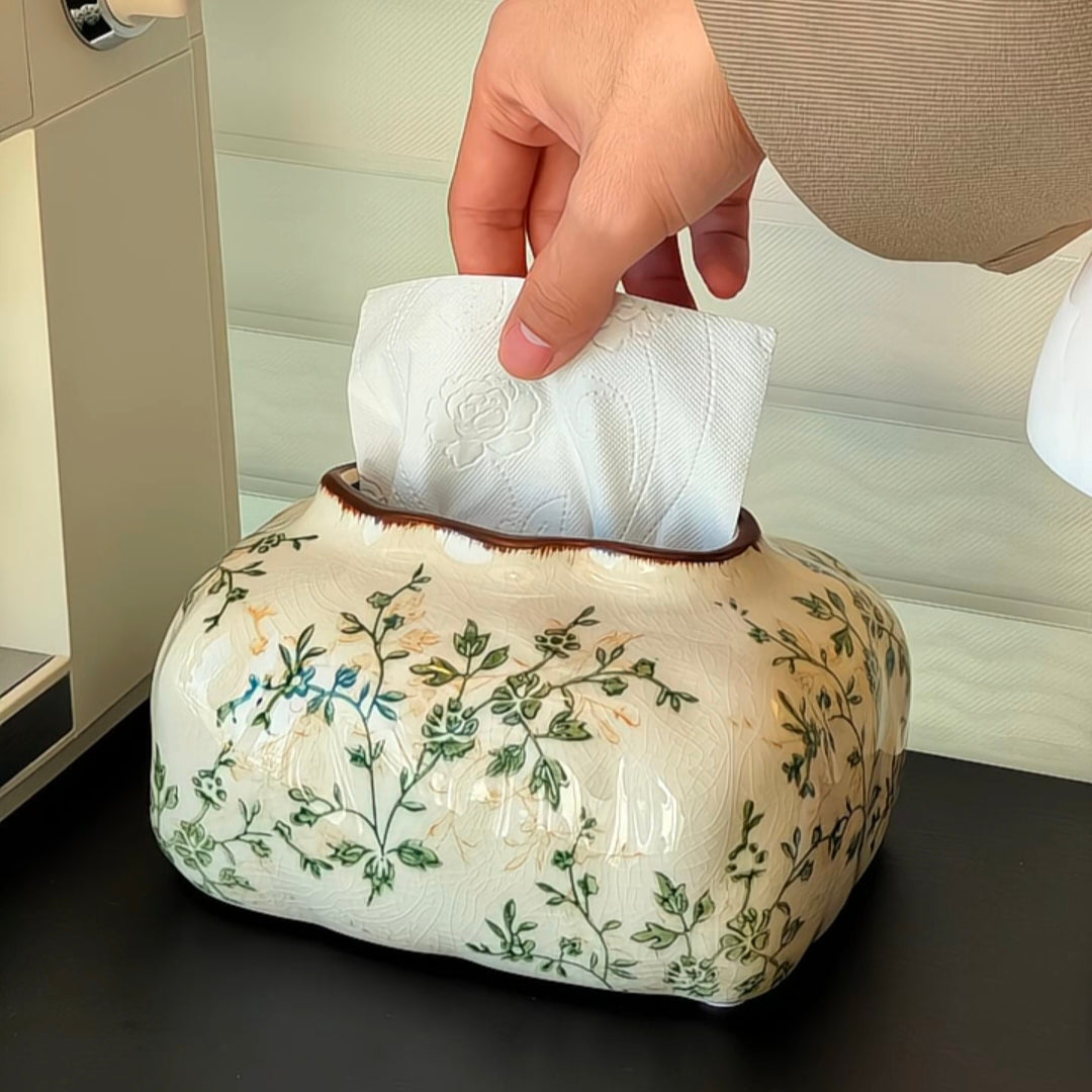 French Country Floral Tissue Box Cover | Vintage Crackle Glaze Decor 5