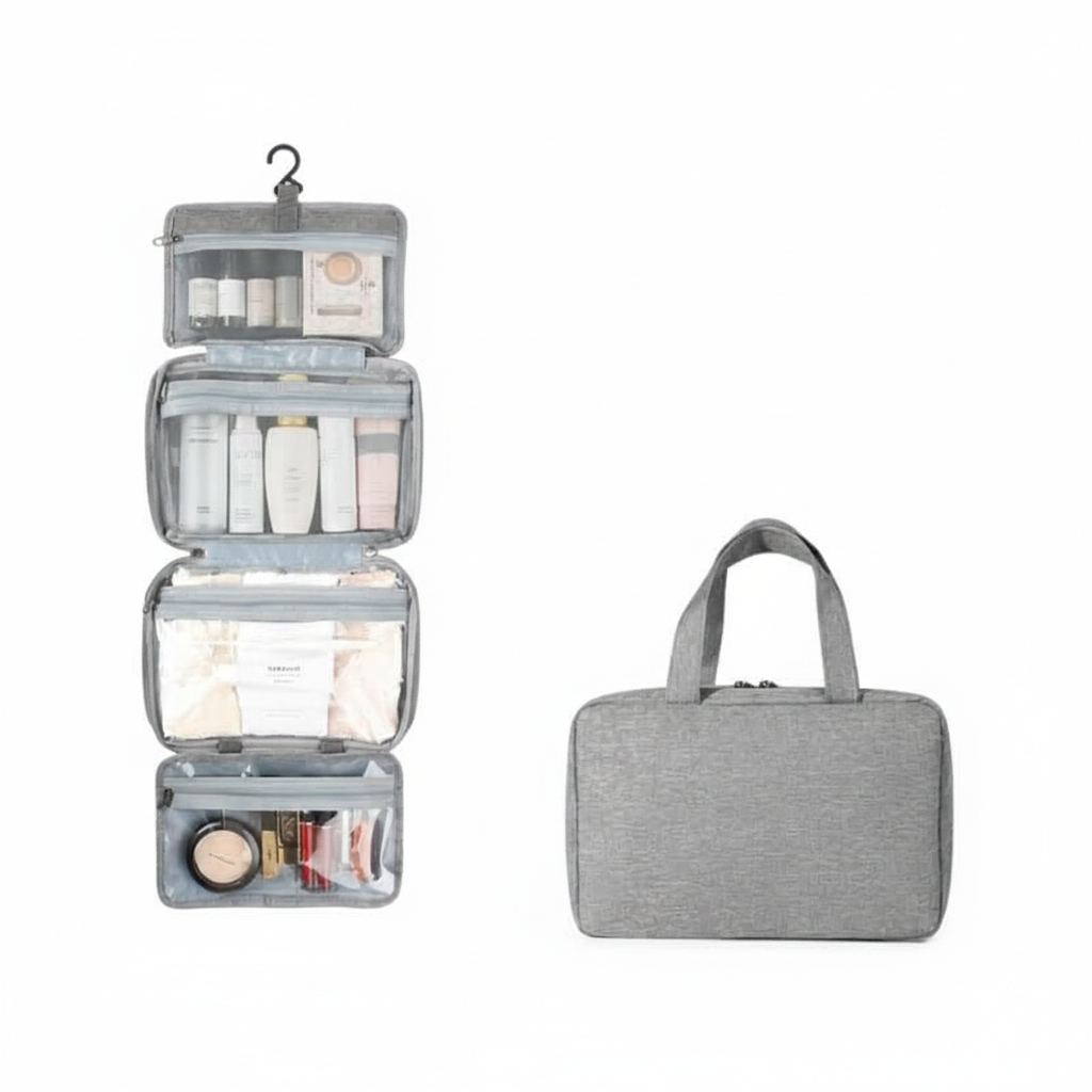 Ambra Makeup Organizer with 360° Rotating Hook | Travel-Friendly Cosmetic Storage