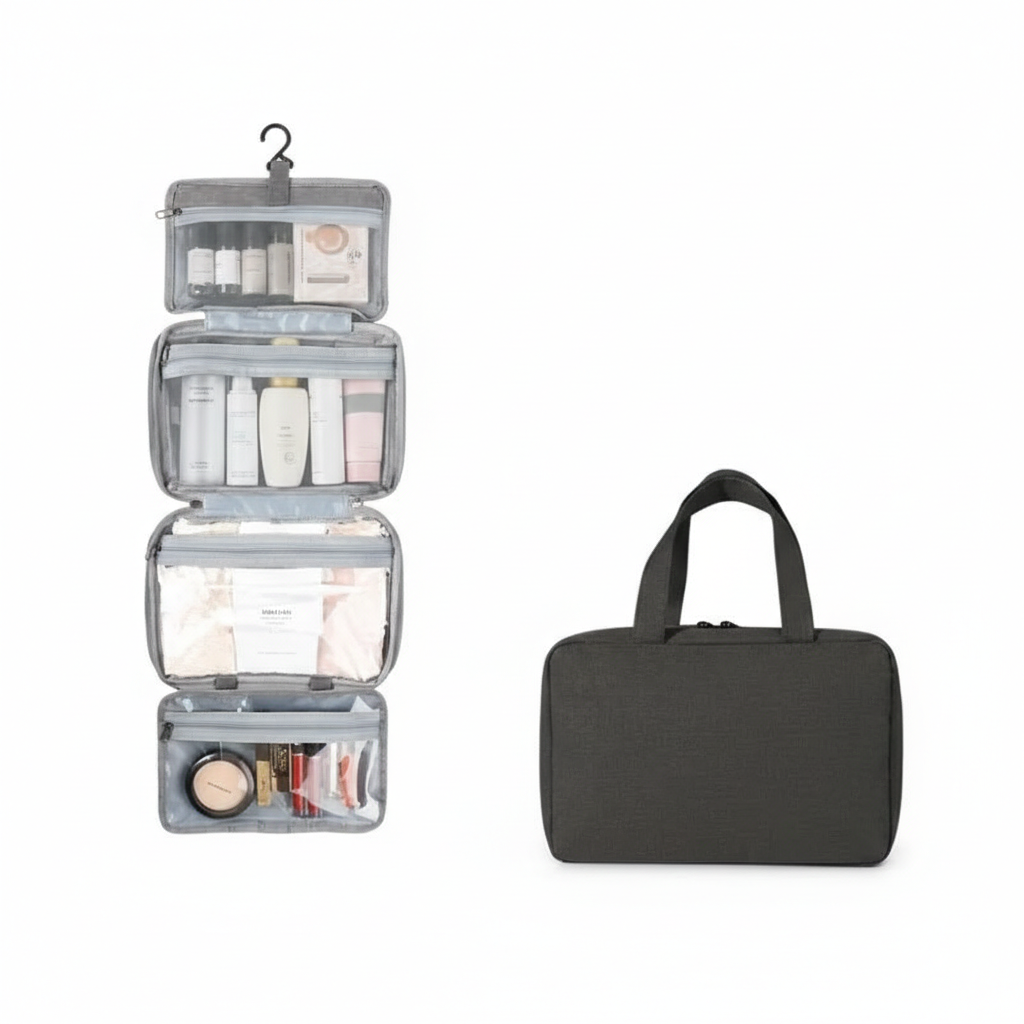 Ambra Makeup Organizer with 360° Rotating Hook | Travel-Friendly Cosmetic Storage