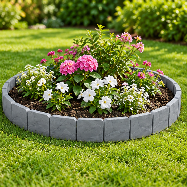 Royeva Interlocking Stone Effect Garden Edging Border Set