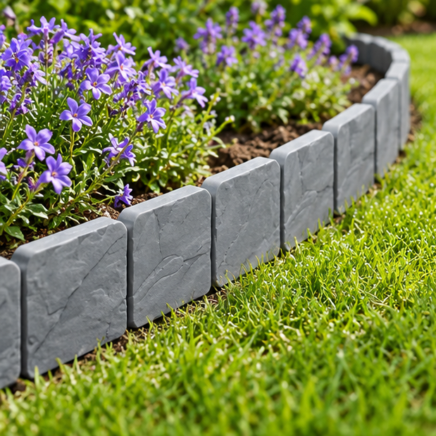 Royeva Interlocking Stone Effect Garden Edging Border Set