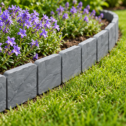 Royeva Interlocking Stone Effect Garden Edging Border Set