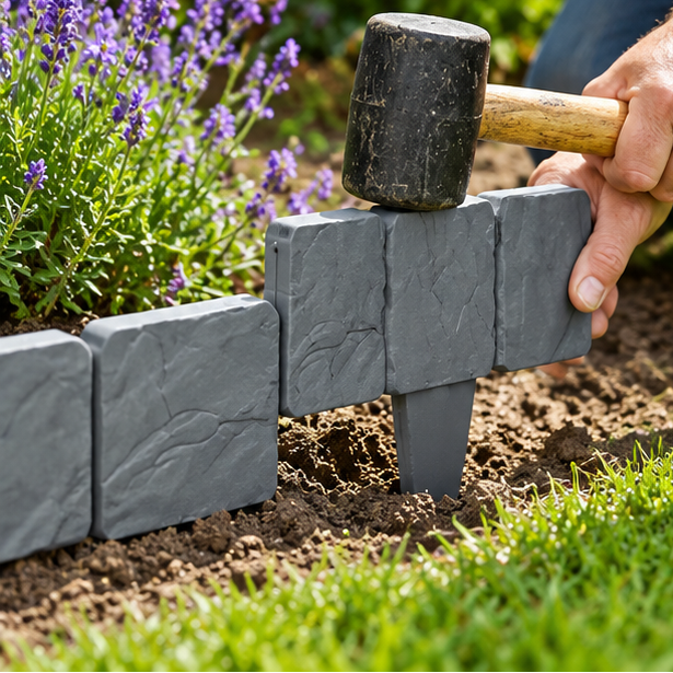 Royeva Interlocking Stone Effect Garden Edging Border Set
