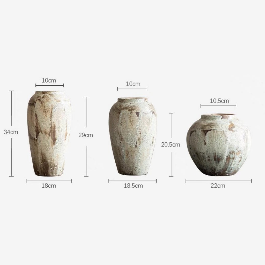 Royeva Handcrafted Wabi-Sabi Ceramic Vase - Artisan Reactive Glaze Pottery for Rustic Decor