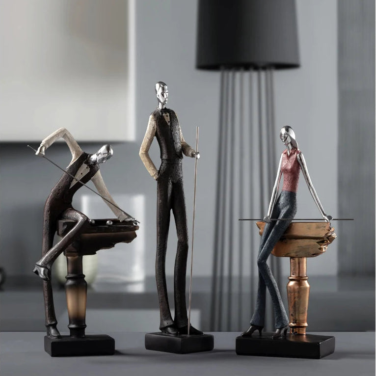 Royeva Billiards Player Resin Statue - Modern Snooker Room & Home Bar Decor