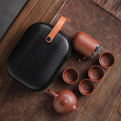 Royora Portable Clay Gongfu Tea Set with Travel Case