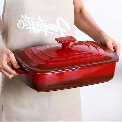 Novara Enamel Cast Iron Roasting Pan with Lid - Versatile 2-in-1 Design