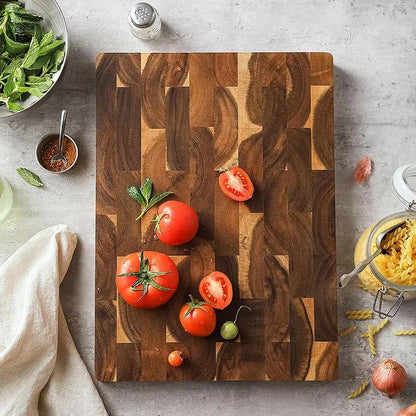 Eloria Acacia Wood End Grain Cutting Board for Kitchen Prep & Serving