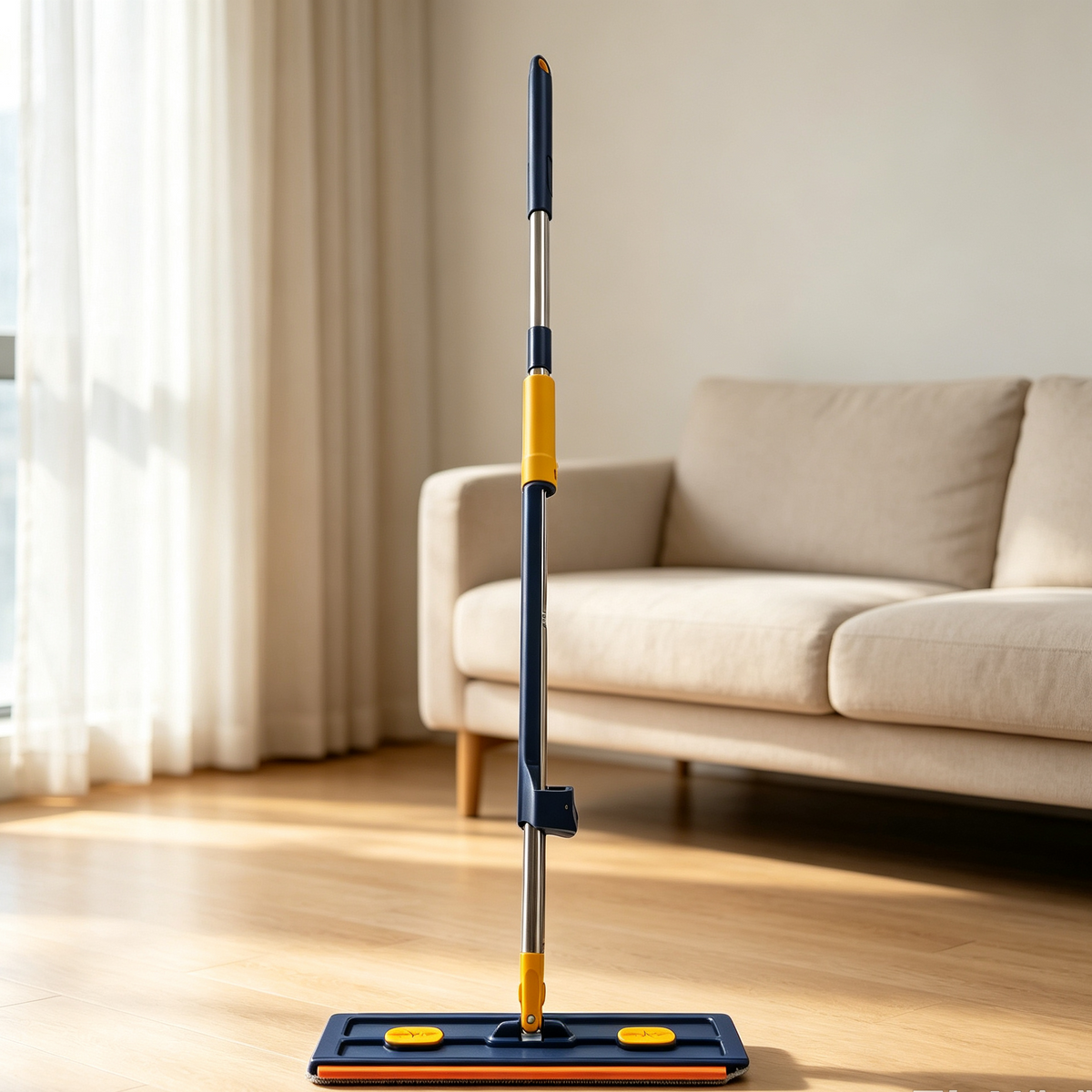 Royeva Flexible Flat Mop with Self-Wringing System & Microfiber Pads for Cleaning